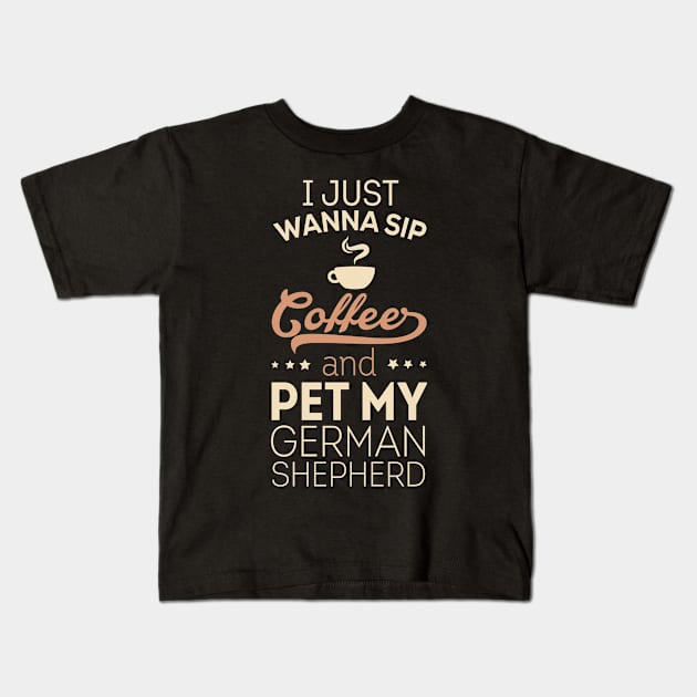 I Just Wanna Sip Coffee - Dachshund Kids T-Shirt by veerkun